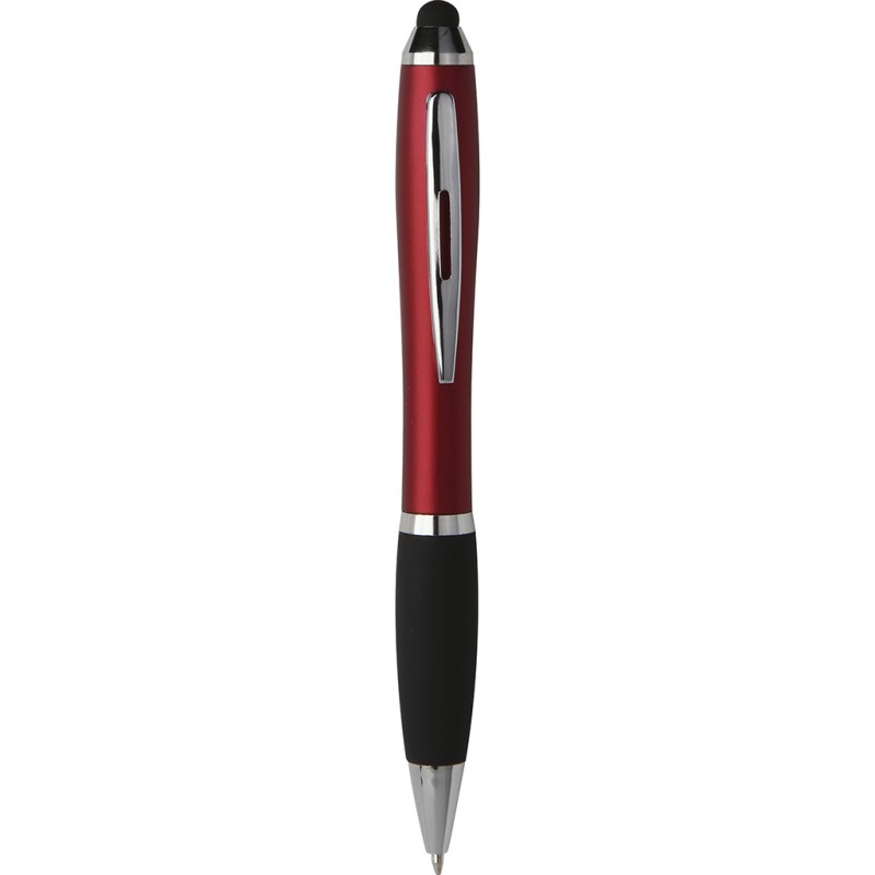 Penna a sfera con touch screen in plastica e metallo rossa personalizzata B11193R