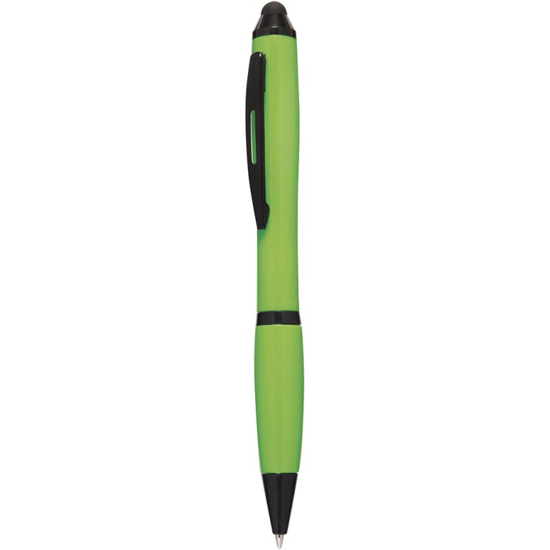 Penna a sfera con touch screen in plastica e metallo verde acido personalizzata B11170VA