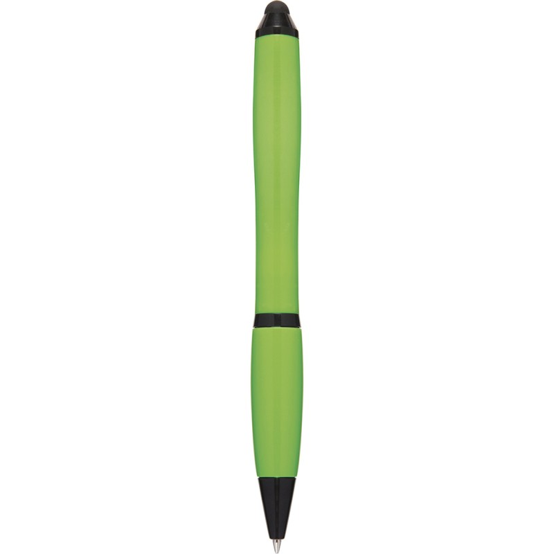 Penna a sfera con touch screen in plastica e metallo verde acido personalizzata B11170VA