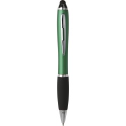 Penna a sfera con touch screen in plastica e metallo verde personalizzata B11193V