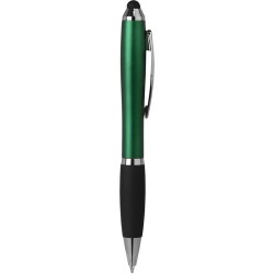 Penna a sfera con touch screen in plastica e metallo verde personalizzata B11193V
