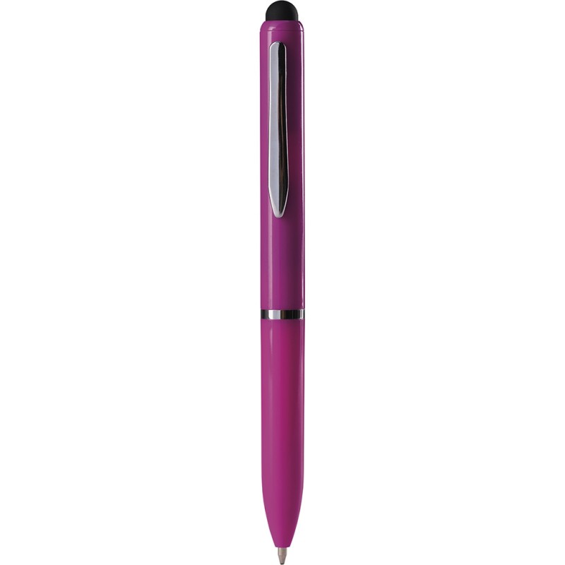 Penna a sfera con touch screen in plastica fucsia personalizzata B11230FU