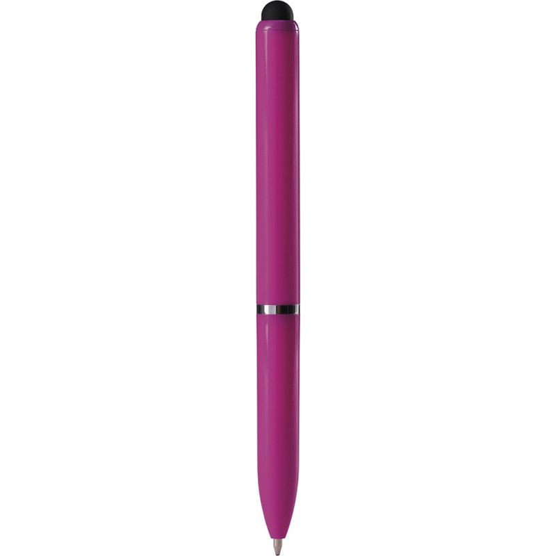 Penna a sfera con touch screen in plastica fucsia personalizzata B11230FU