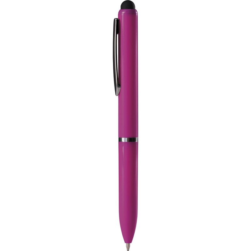 Penna a sfera con touch screen in plastica fucsia personalizzata B11230FU