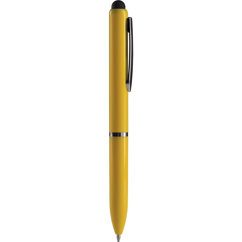 Penna a sfera con touch screen in plastica gialla personalizzata B11230G