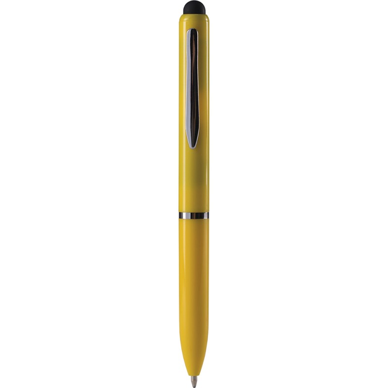 Penna a sfera con touch screen in plastica gialla personalizzata B11230G