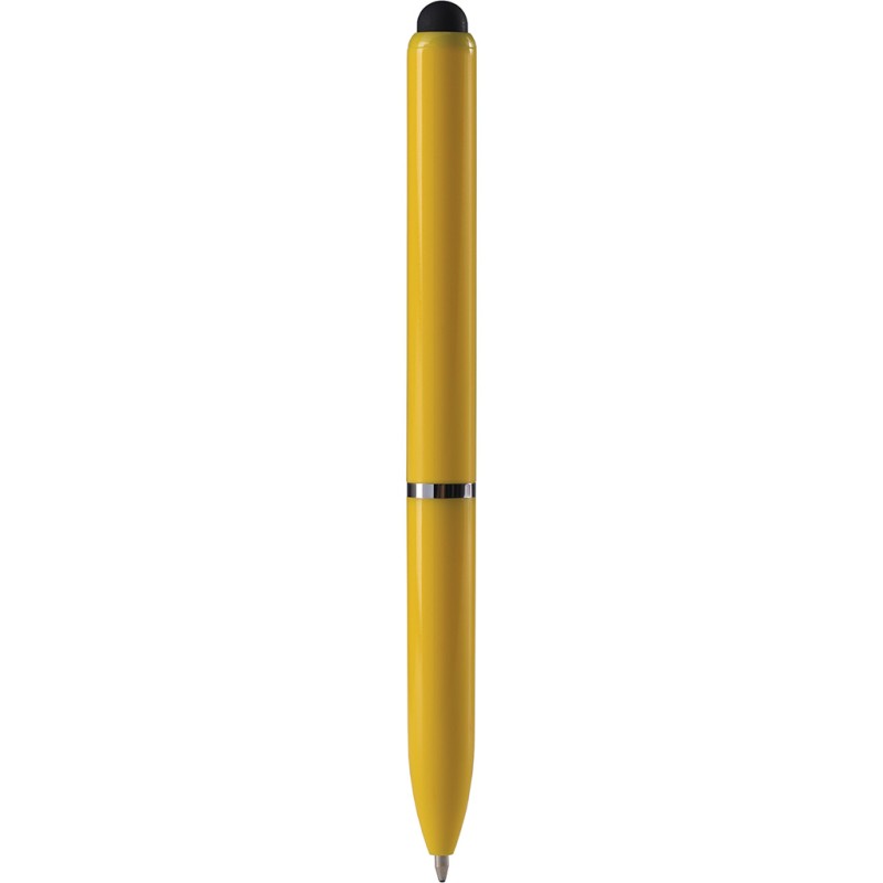 Penna a sfera con touch screen in plastica gialla personalizzata B11230G