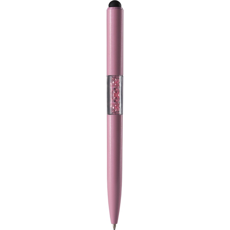 Penna a sfera con touch screen in plastica rosa personalizzata B11234RS