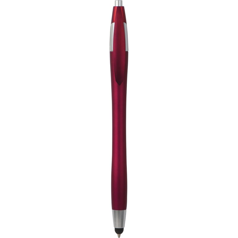 Penna a sfera con touch screen in plastica rossa personalizzata B11197R