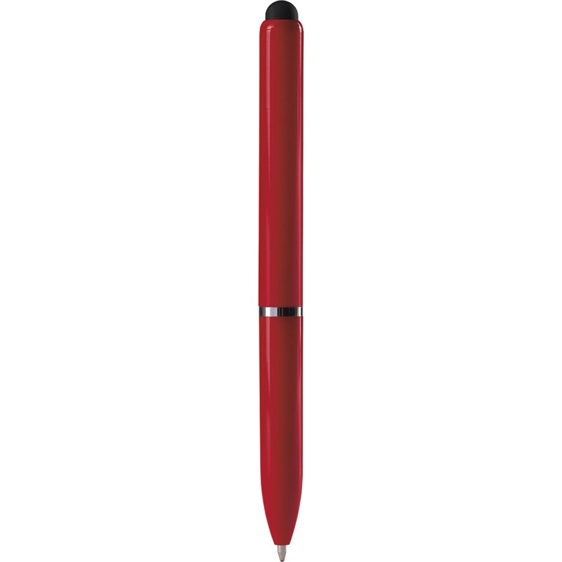 Penna a sfera con touch screen in plastica rossa personalizzata B11230R