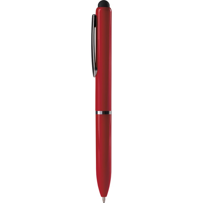 Penna a sfera con touch screen in plastica rossa personalizzata B11230R