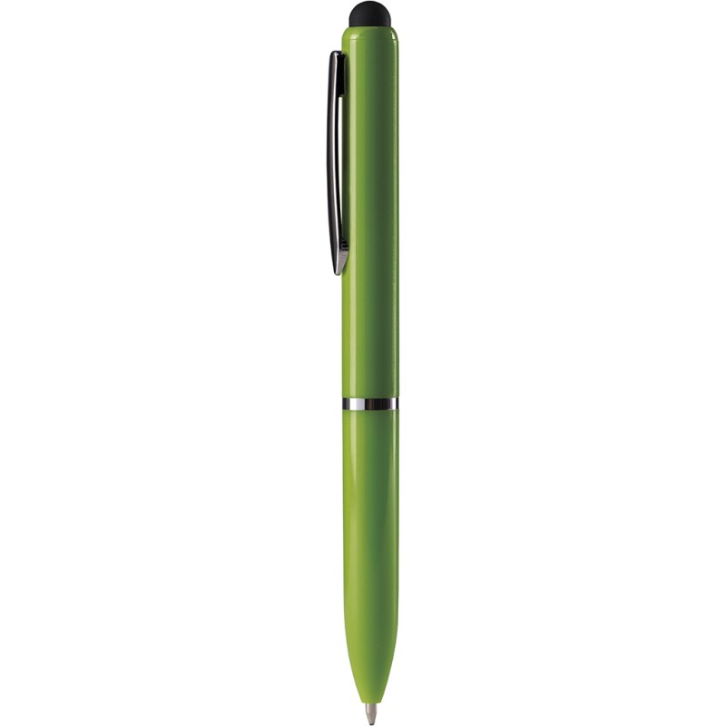 Penna a sfera con touch screen in plastica verde acido personalizzata B11230VA