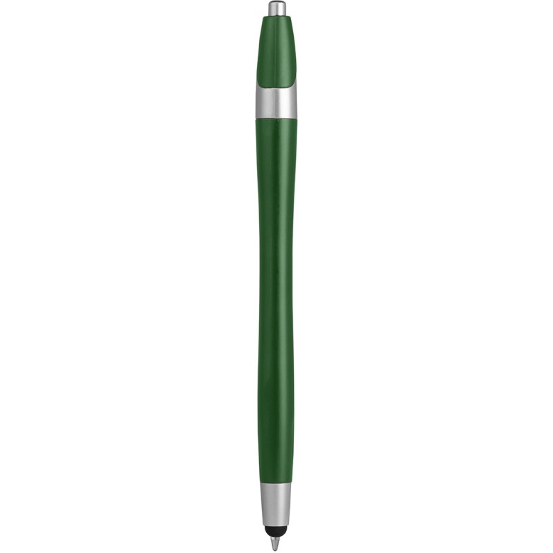 Penna a sfera con touch screen in plastica verde personalizzata B11197V
