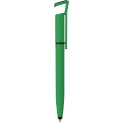 Penna a sfera con touch screen in plastica verde personalizzata B11207V