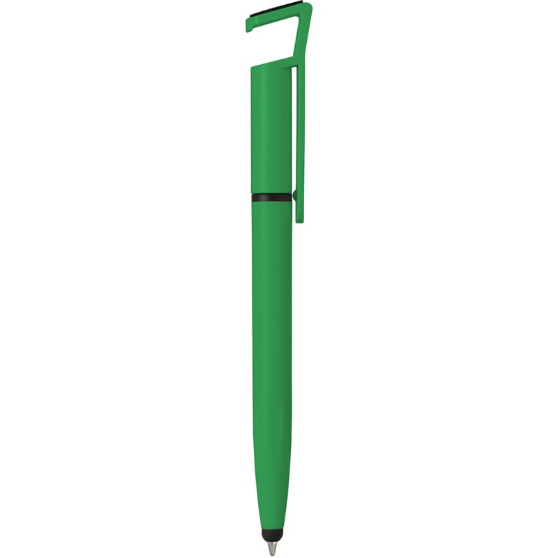 Penna a sfera con touch screen in plastica verde personalizzata B11207V