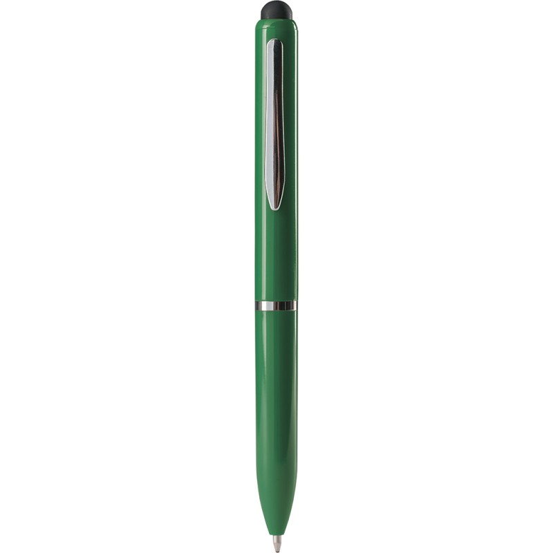 Penna a sfera con touch screen in plastica verde personalizzata B11230V