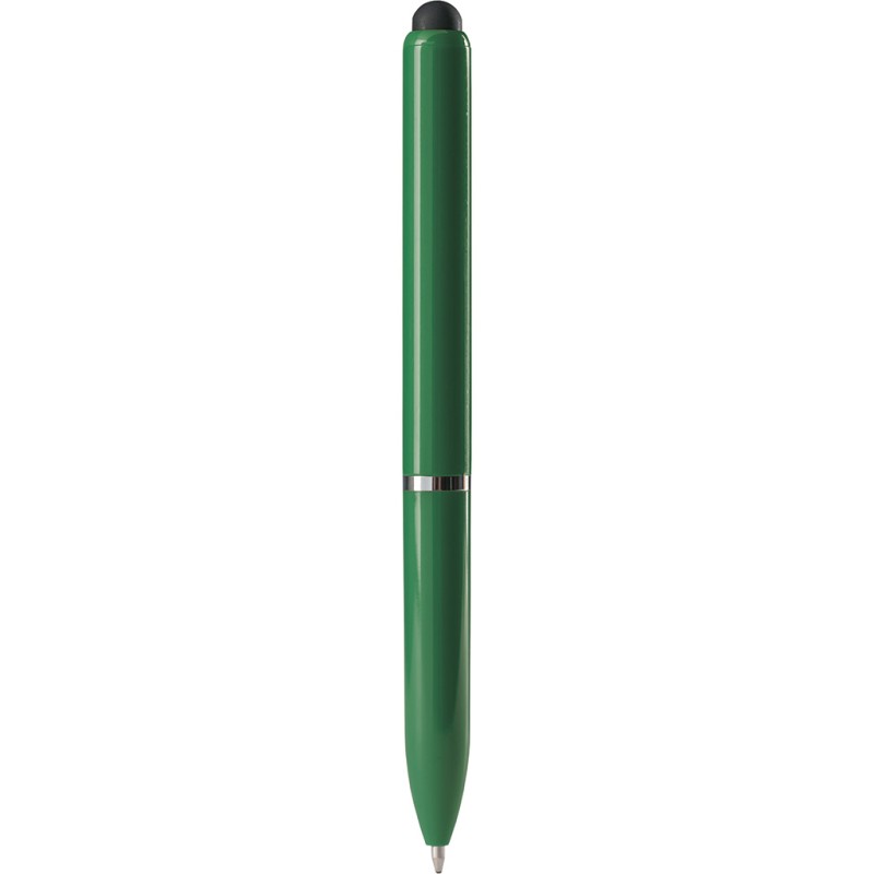 Penna a sfera con touch screen in plastica verde personalizzata B11230V