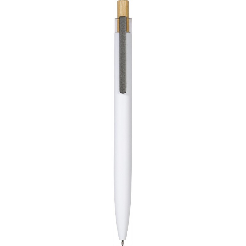 Penna a sfera in alluminio riciclato bianca personalizzata B11281B
