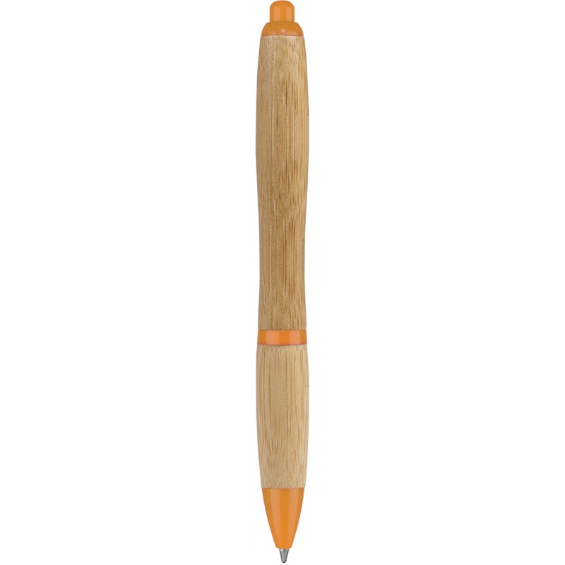 Penna a sfera in bamboo arancione personalizzata B11137A