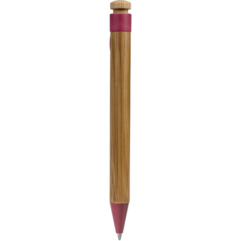 Penna a sfera in bamboo rossa personalizzata B11129R