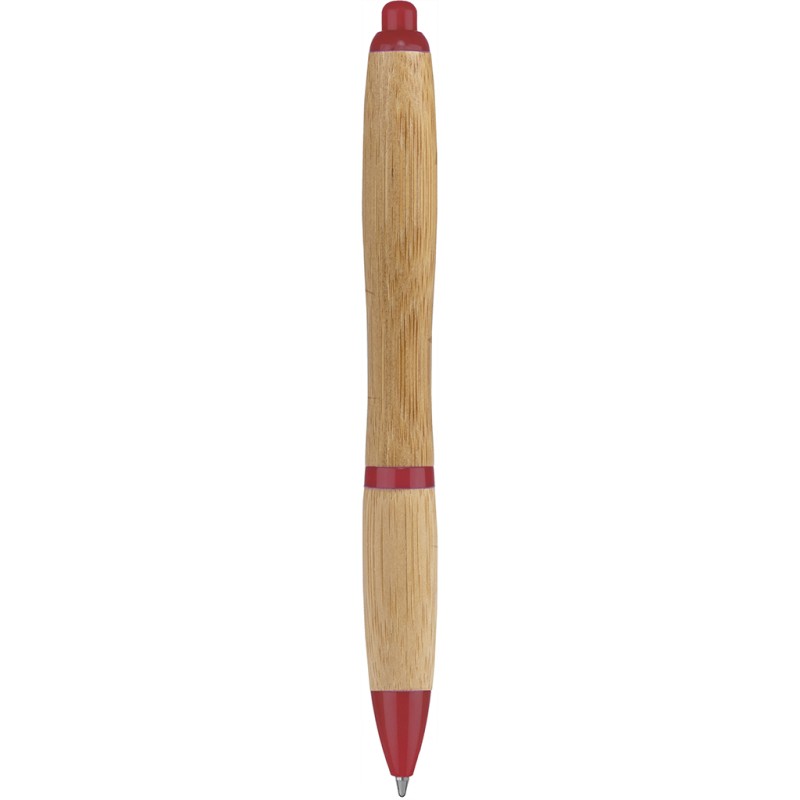 Penna a sfera in bamboo rossa personalizzata B11137R