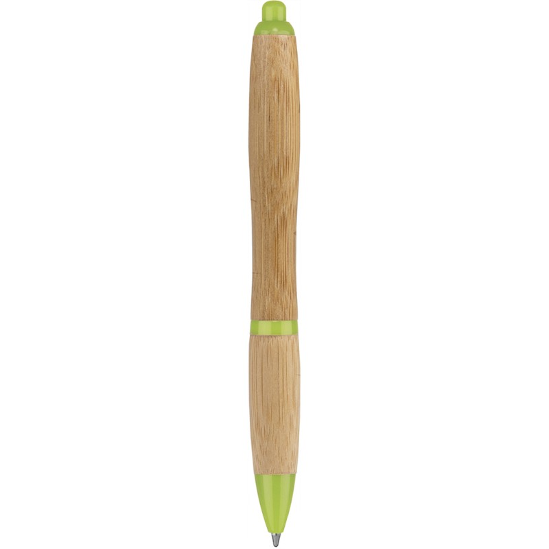 Penna a sfera in bamboo verde acido personalizzata B11137VA