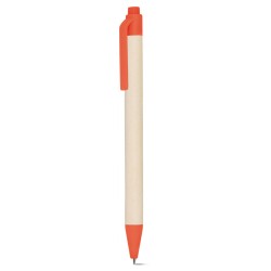 Penna a sfera in cartone riciclato del latte e pla arancione personalizzata B11271A