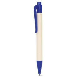 Penna a sfera in cartone riciclato del latte e pla blu royal personalizzata B11272BL