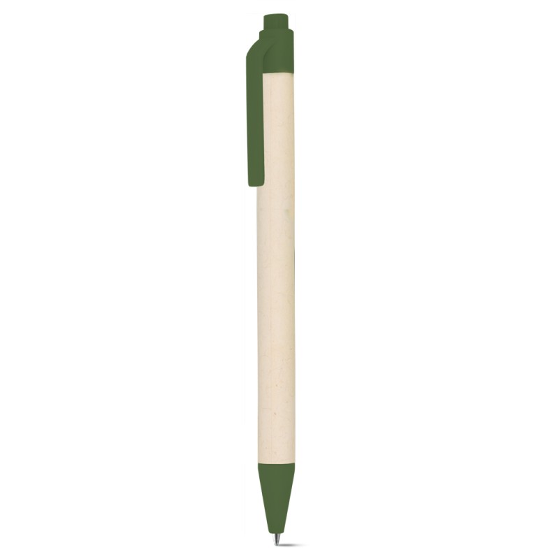 Penna a sfera in cartone riciclato del latte e pla verde personalizzata B11271V