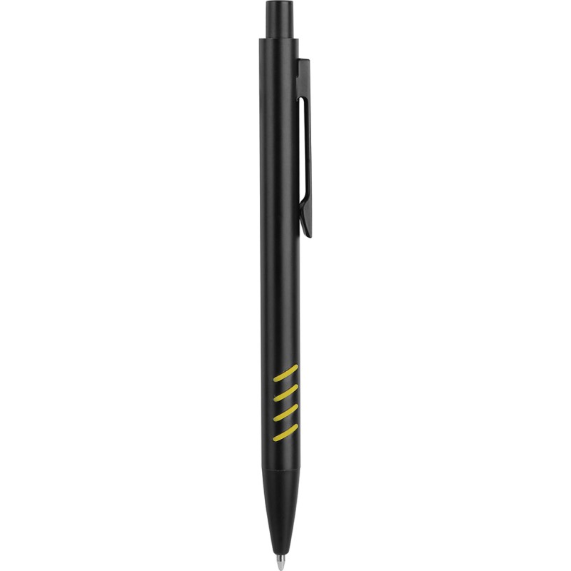 Penna a sfera in metallo e gomma gialla personalizzata B11162G