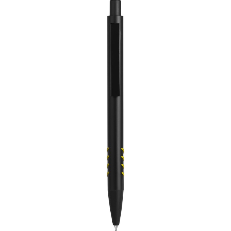 Penna a sfera in metallo e gomma gialla personalizzata B11162G