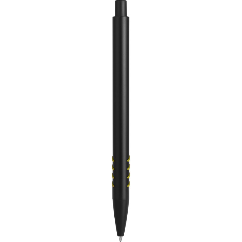 Penna a sfera in metallo e gomma gialla personalizzata B11162G