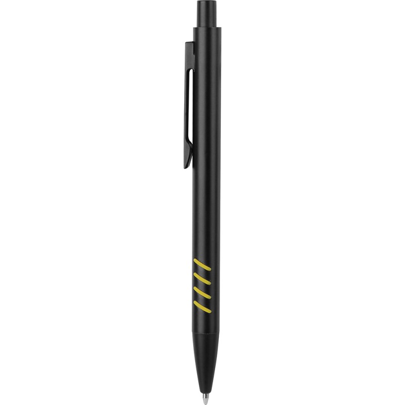 Penna a sfera in metallo e gomma gialla personalizzata B11162G