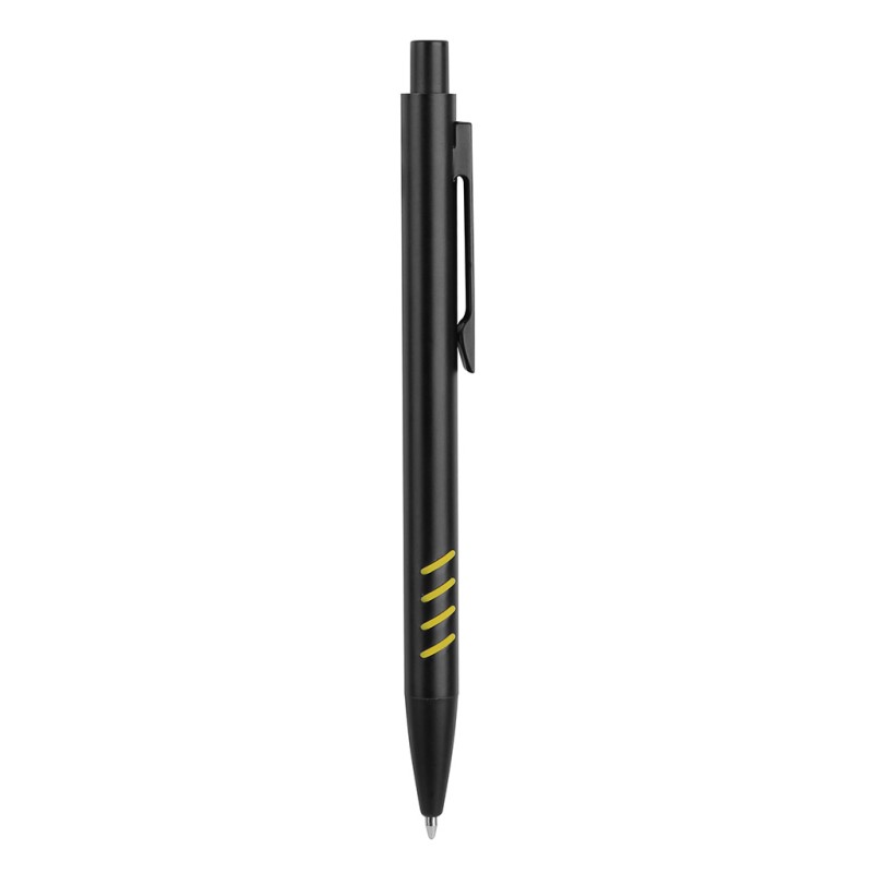 Penna a sfera in metallo e gomma gialla personalizzata B11162G