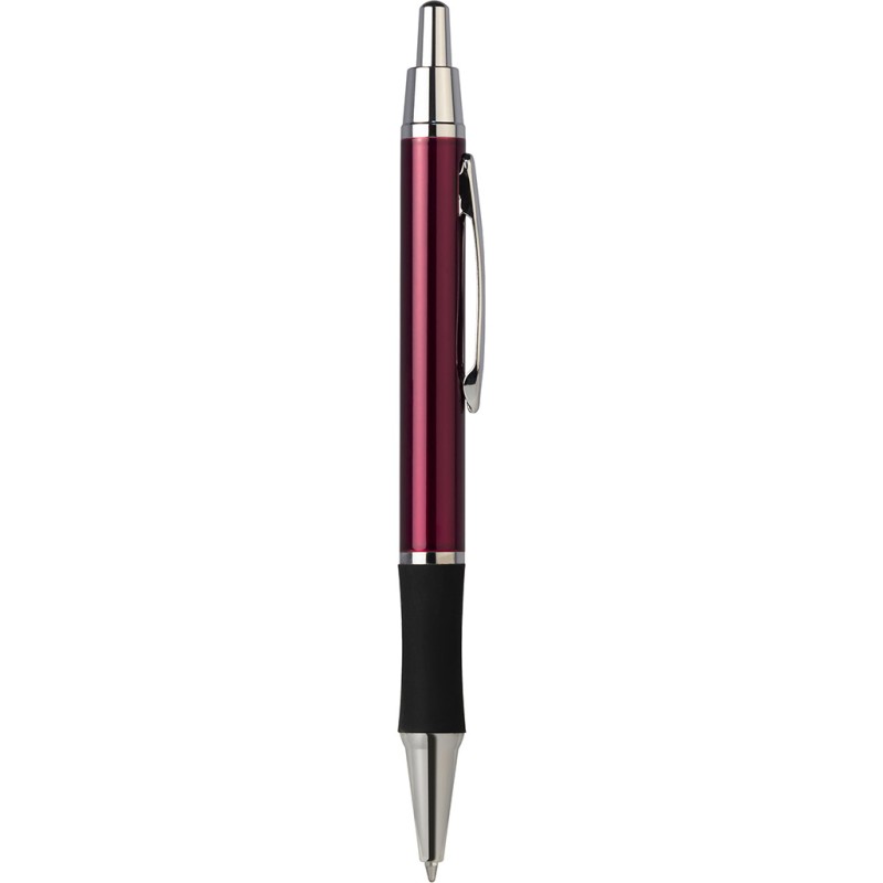 Penna a sfera in metallo e gomma rossa personalizzata B11083R