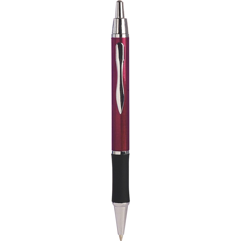Penna a sfera in metallo e gomma rossa personalizzata B11083R