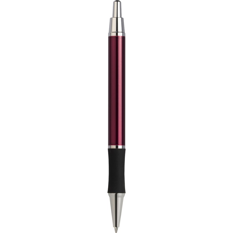 Penna a sfera in metallo e gomma rossa personalizzata B11083R