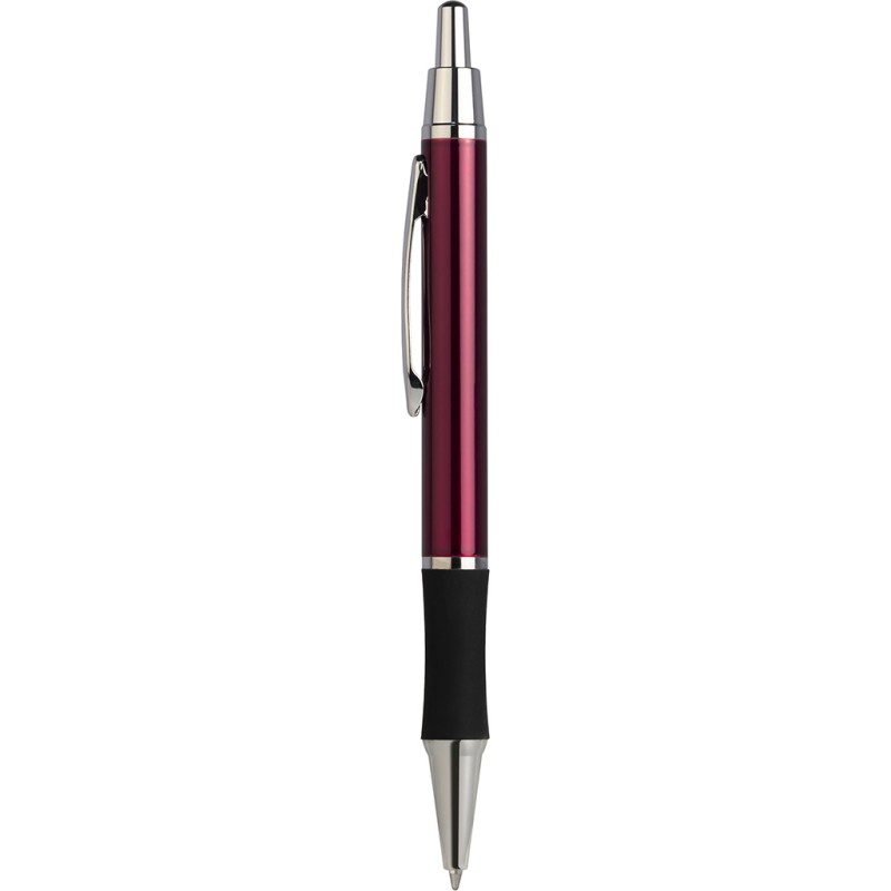 Penna a sfera in metallo e gomma rossa personalizzata B11083R