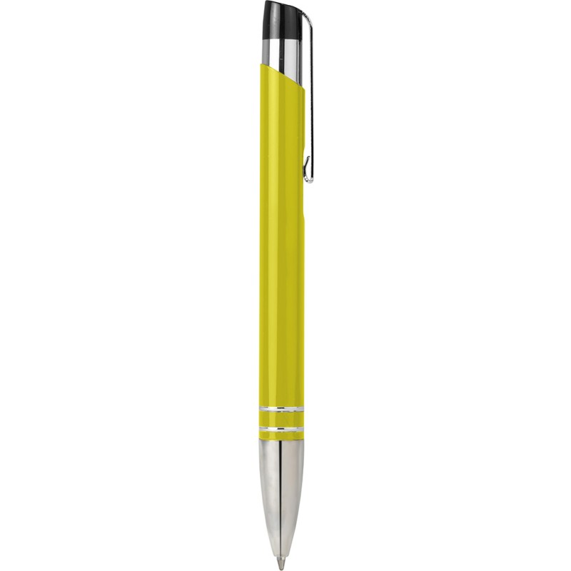 Penna a sfera in metallo e plastica gialla personalizzata B11078G
