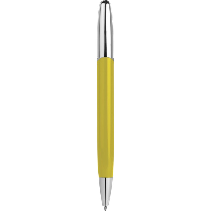 Penna a sfera in metallo e plastica gialla personalizzata B11082G