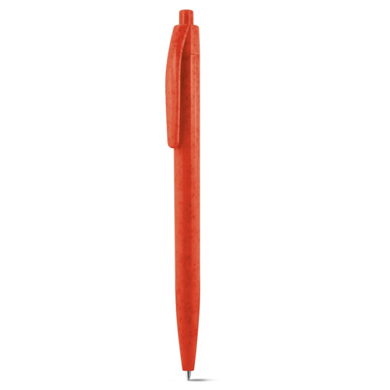 Penna a sfera in paglia di grano arancione personalizzata B11232A