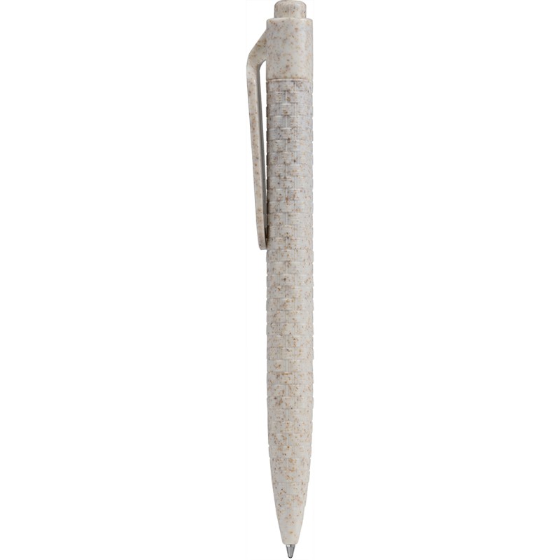 Penna a sfera in paglia di grano bianca personalizzata B11133B