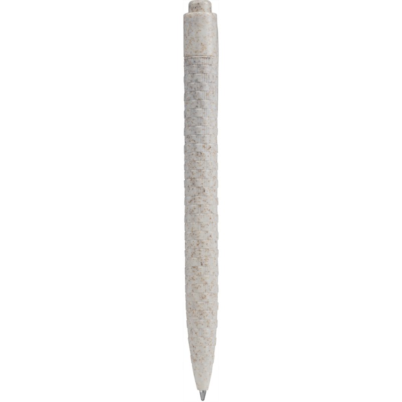 Penna a sfera in paglia di grano bianca personalizzata B11133B