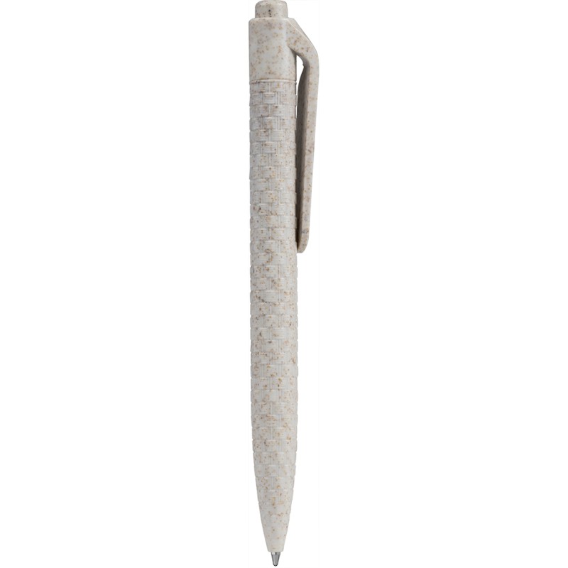 Penna a sfera in paglia di grano bianca personalizzata B11133B