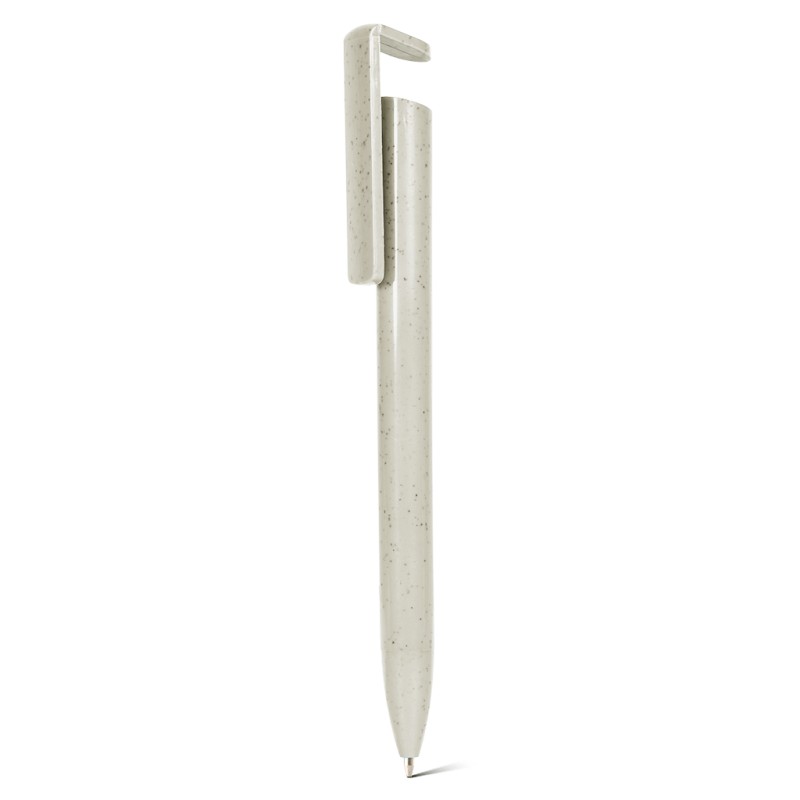 Penna a sfera in paglia di grano bianca personalizzata B11286B
