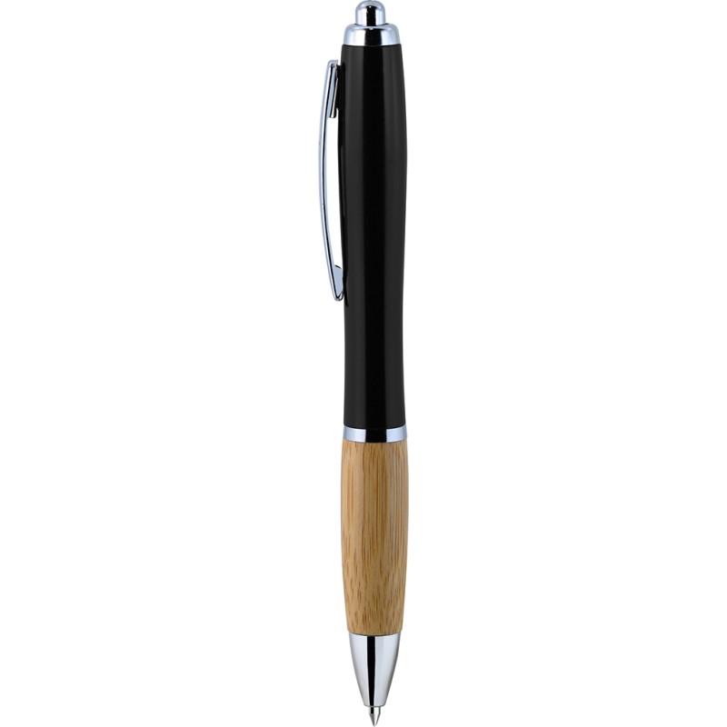 Penna a sfera in paglia di grano nera personalizzata B11268N