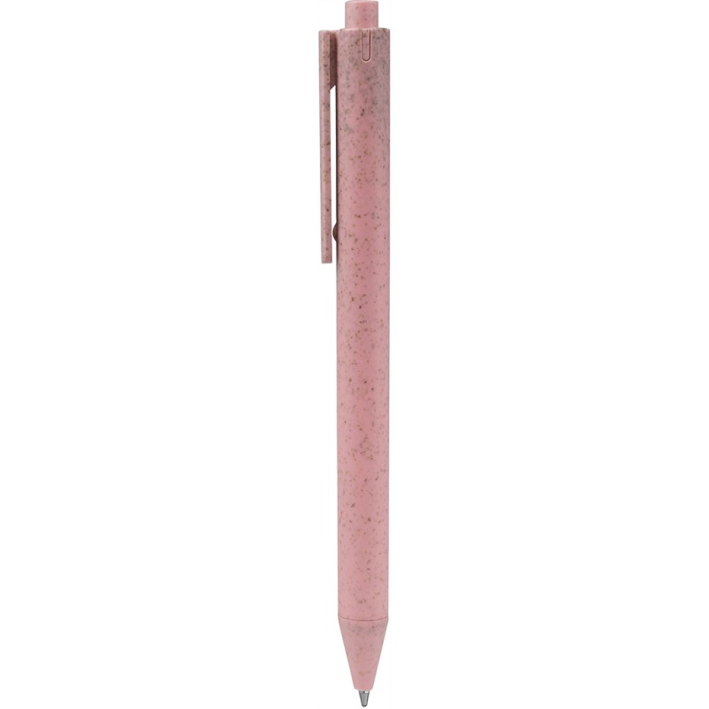 Penna a sfera in paglia di grano rosa personalizzata B11132RS