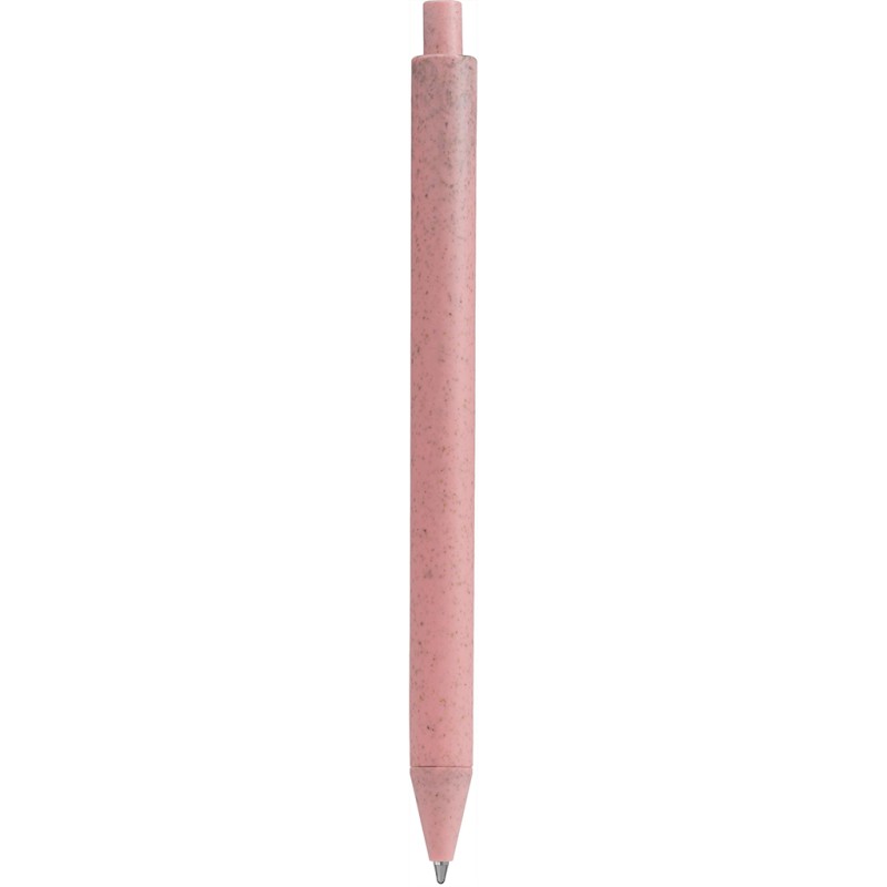 Penna a sfera in paglia di grano rosa personalizzata B11132RS
