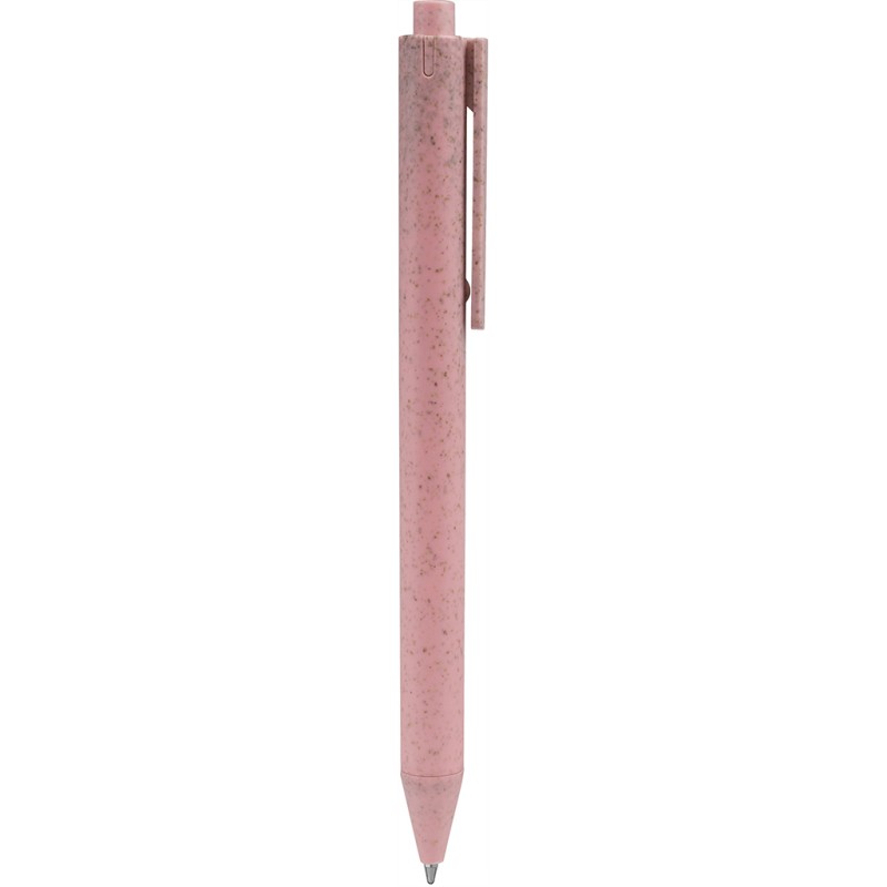 Penna a sfera in paglia di grano rosa personalizzata B11132RS