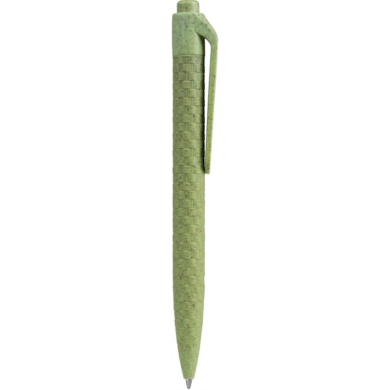 Penna a sfera in paglia di grano verde acido personalizzata B11133VA